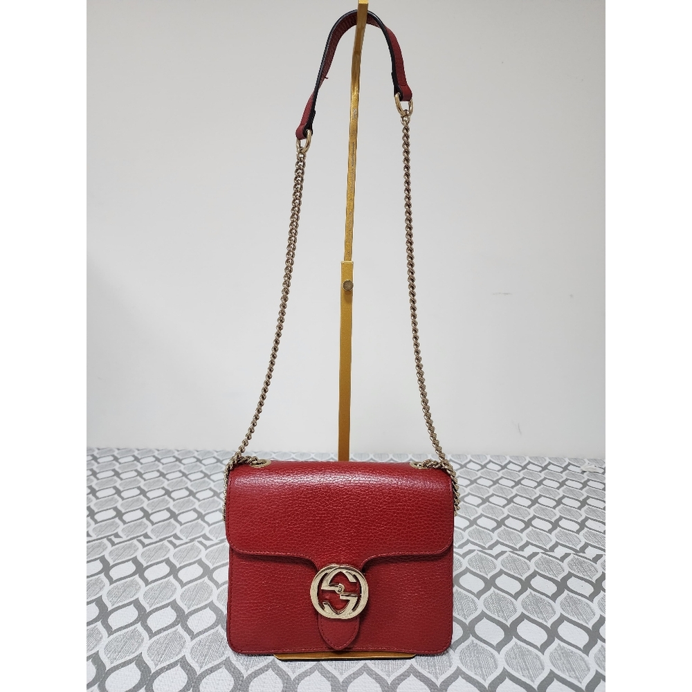 Gucci Chain Interlocking G Crossbody Bag Red